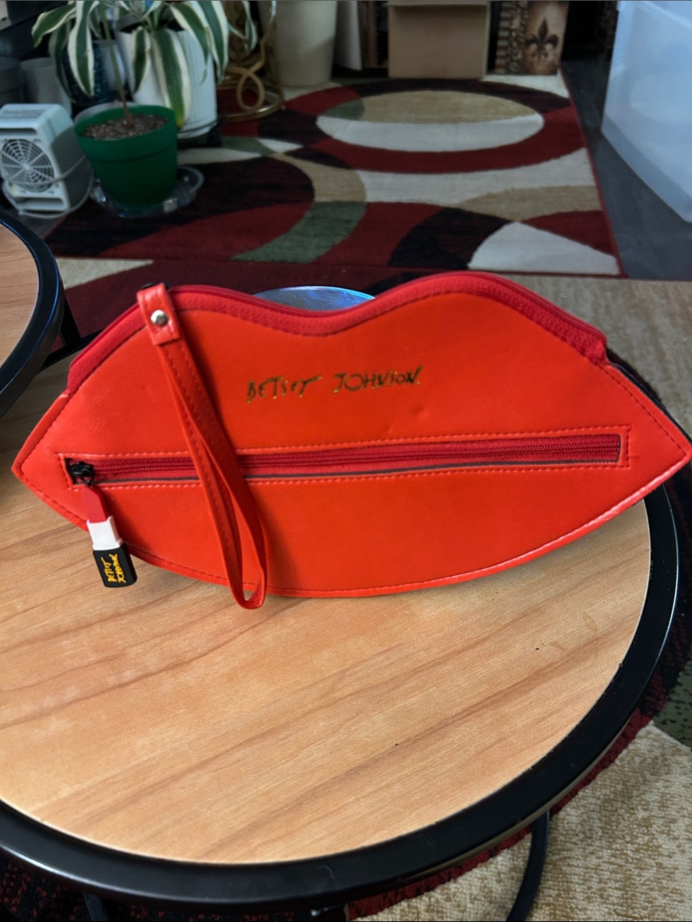 Betsey Johnson Red Clutch with Wrist Strap